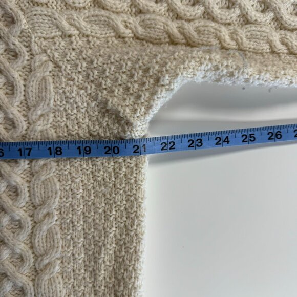 Aran Crafts Plated Crew Neck Cardigan with Celtic Zip Cream Size Medium - Picture 8 of 9